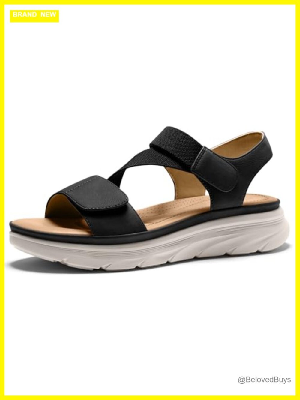 Women's Summer Walking Sandals Low Wedge Open Toe Ankle Strap Platform Sandals